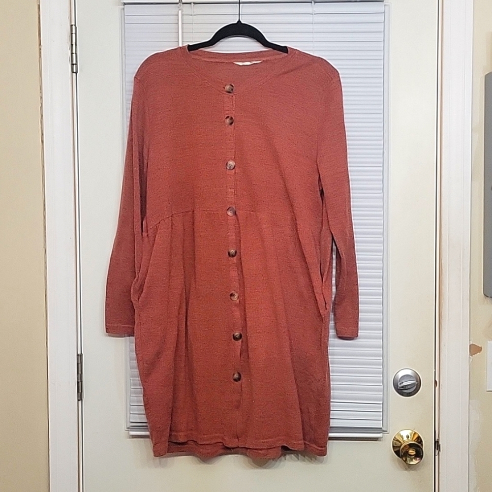 Rust colored long cardigan 1X